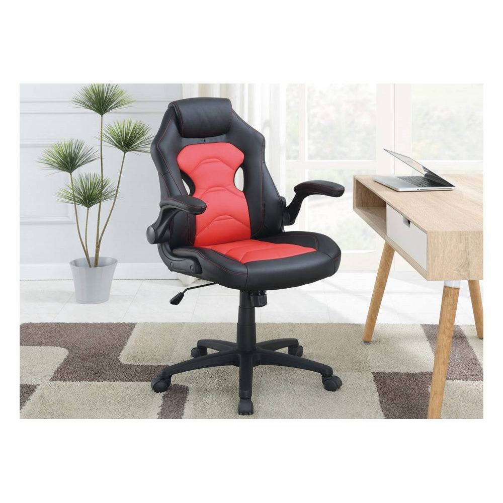 Office Chair Upholstered 1pc Cushioned Comfort Chair Relax Gaming Office Work Black And Red Color