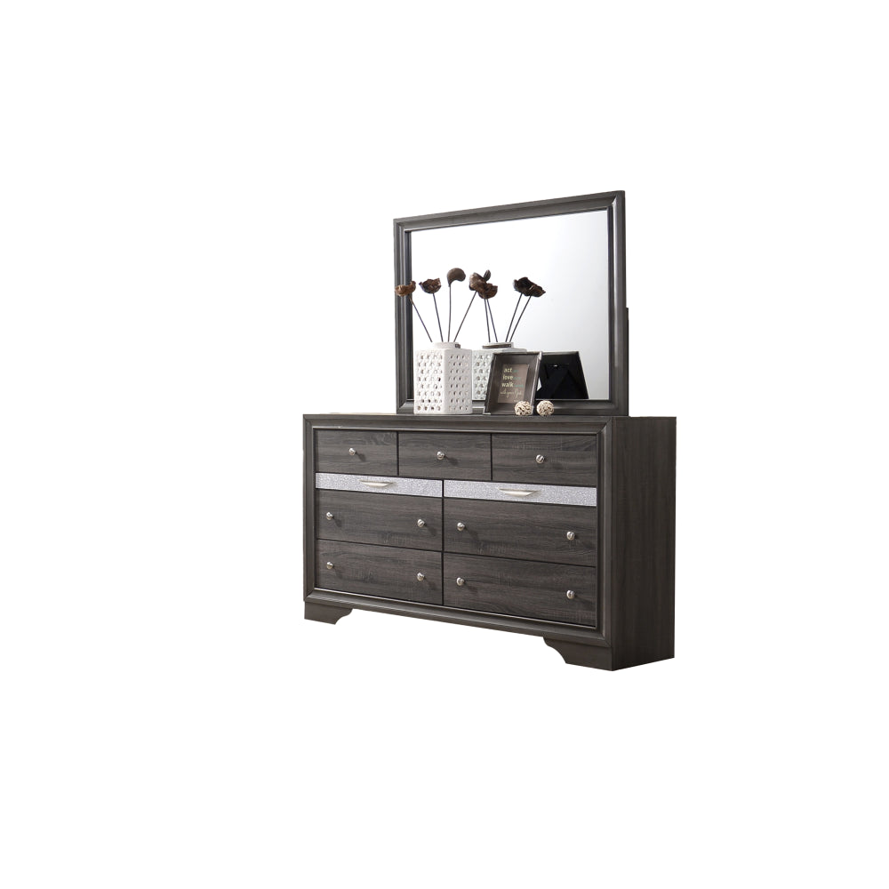 Matrix Traditional 7 Drawer Dresser made with Wood in Gray
