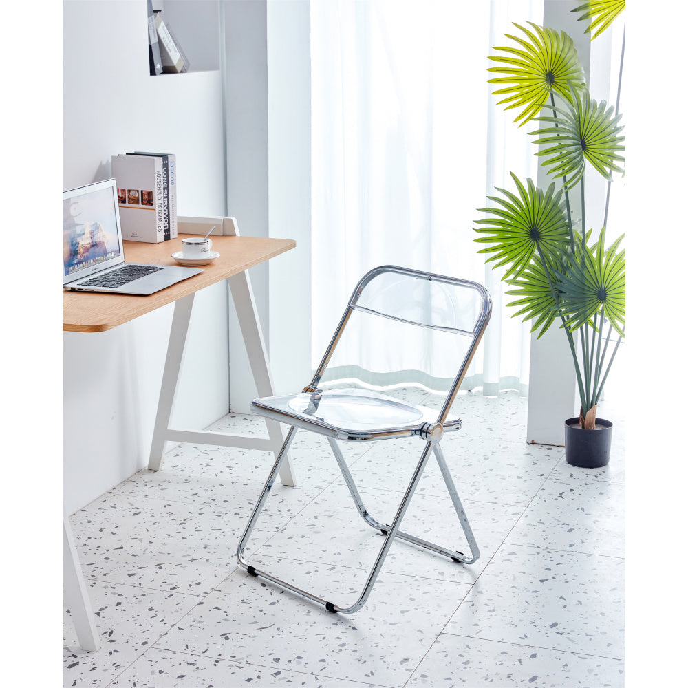 YELLOW Clear Transparent Folding Chair Chair Pc Plastic Living Room Seat
