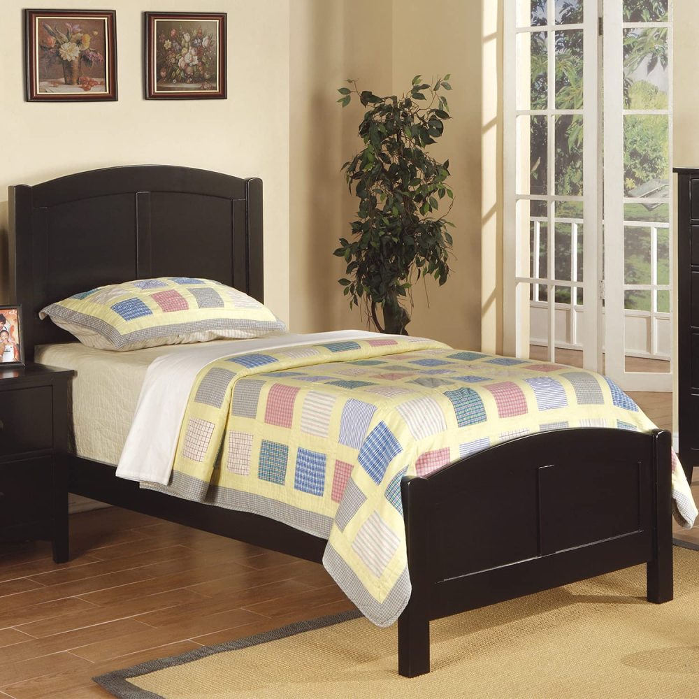 White Color Twin Size Bed Nightstand And Chest 3pc Set Bedroom Furniture Wooden Transitional Style Headboard