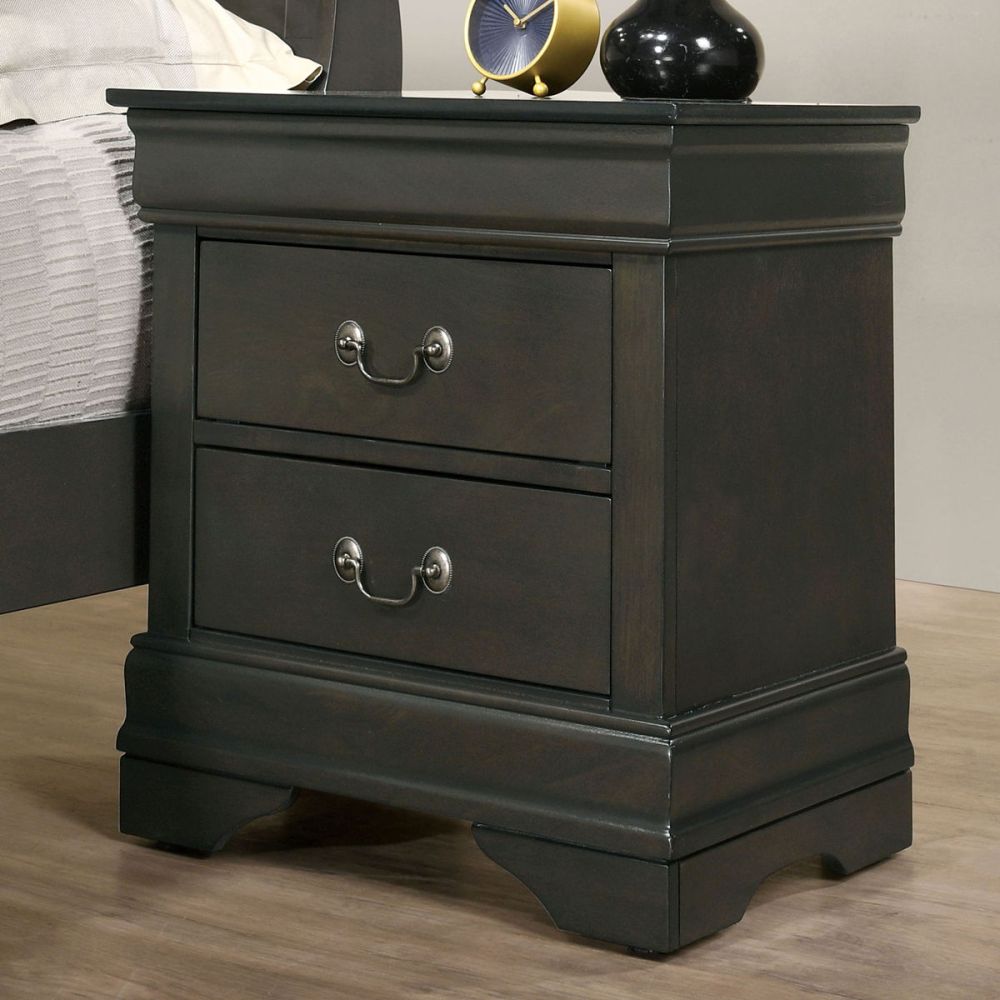 1pc Nightstand Cherry Finish Louis Philippe Solid wood English Dovetail Construction Antique Nickle Hanging Pulls
