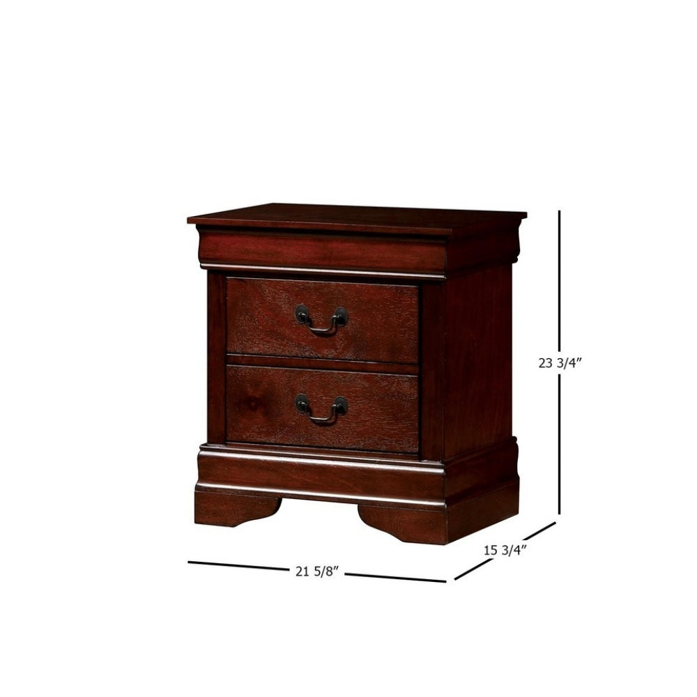 1pc Nightstand Cherry Finish Louis Philippe Solid wood English Dovetail Construction Antique Nickle Hanging Pulls