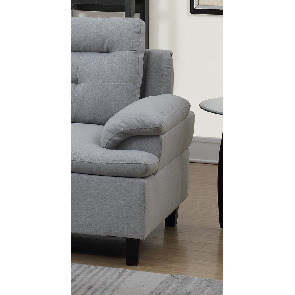 Living Room Furniture Grey Cushion Sectional w Ottoman Linen Like Fabric Sofa Chaise