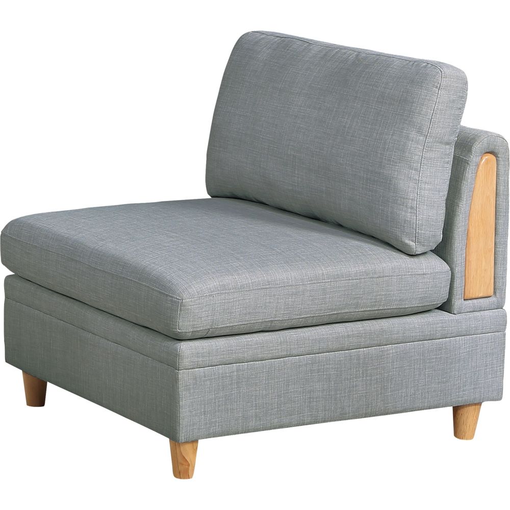 Living Room Furniture Ottoman Light Grey Dorris Fabric 1pc Cushion ottomans Wooden Legs