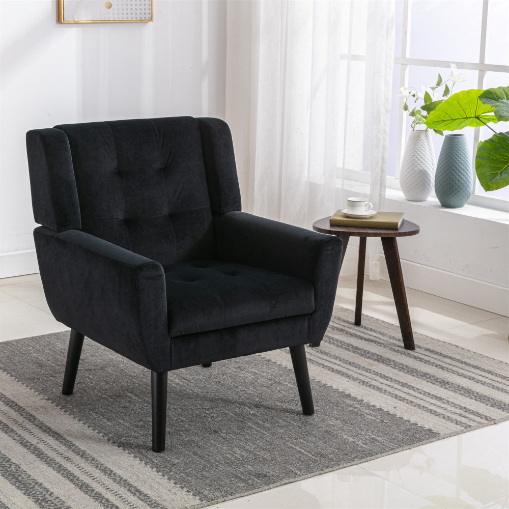 Modern Soft Teddy Material Ergonomics Accent Chair Living Room Chair Bedroom Chair Home Chair With Black Legs For Indoor Home-Grey Teddy Fabric