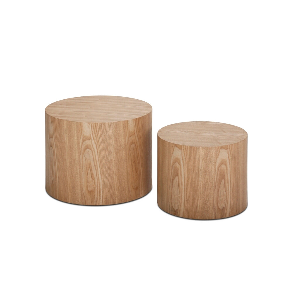 MDF with ash/oak/walnut veneer side table/coffee table/end table/nesting table set of 2 for living room,office,bedroom Black