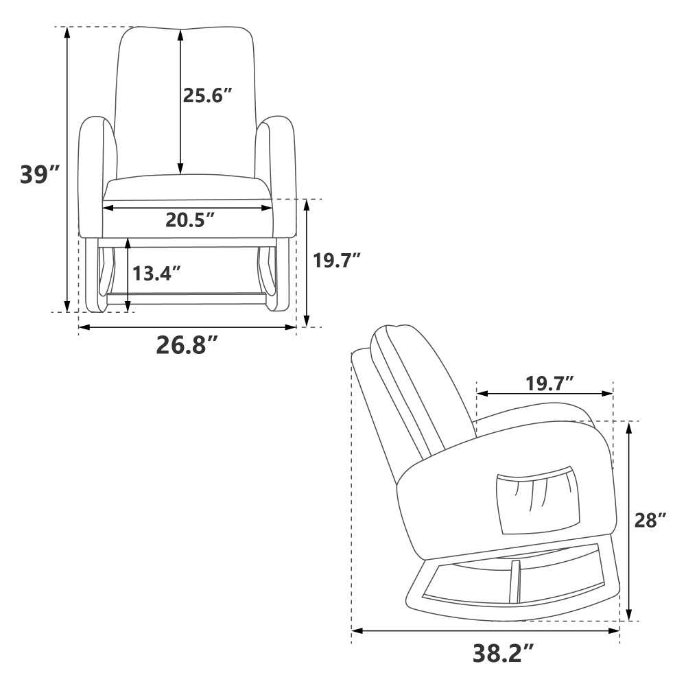 26.8"W Modern Rocking Chair for Nursery, Mid Century Accent Rocker Armchair With Side Pocket, Upholstered High Back Wooden Rocking Chair for Living Room Baby Kids Room Bedroom, Mustard Boucle