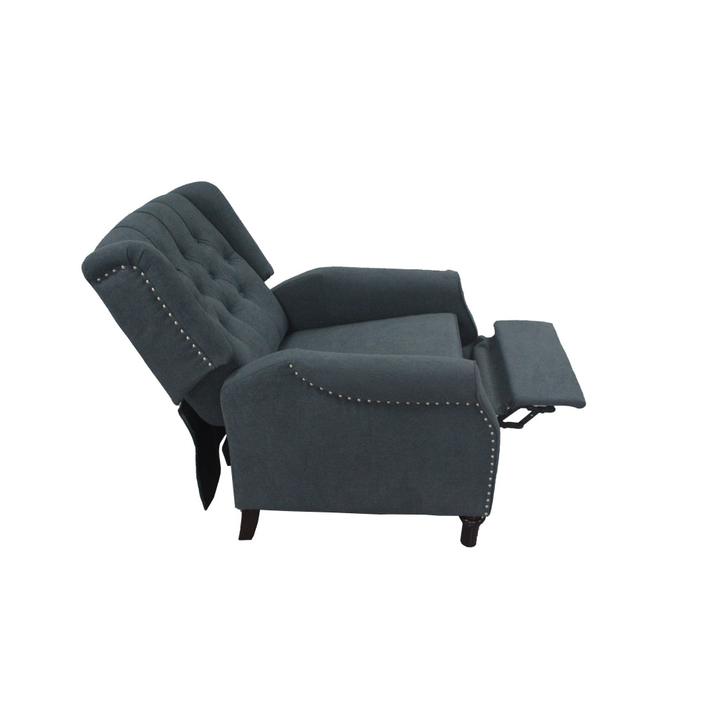 Redde Boo New Design Classic Dark Gray Waterproof Fabric Living Room Pull Button Sofa, High Back Manual Recliner Chair Cinema Home Theatre Cozy Recliner Sofa