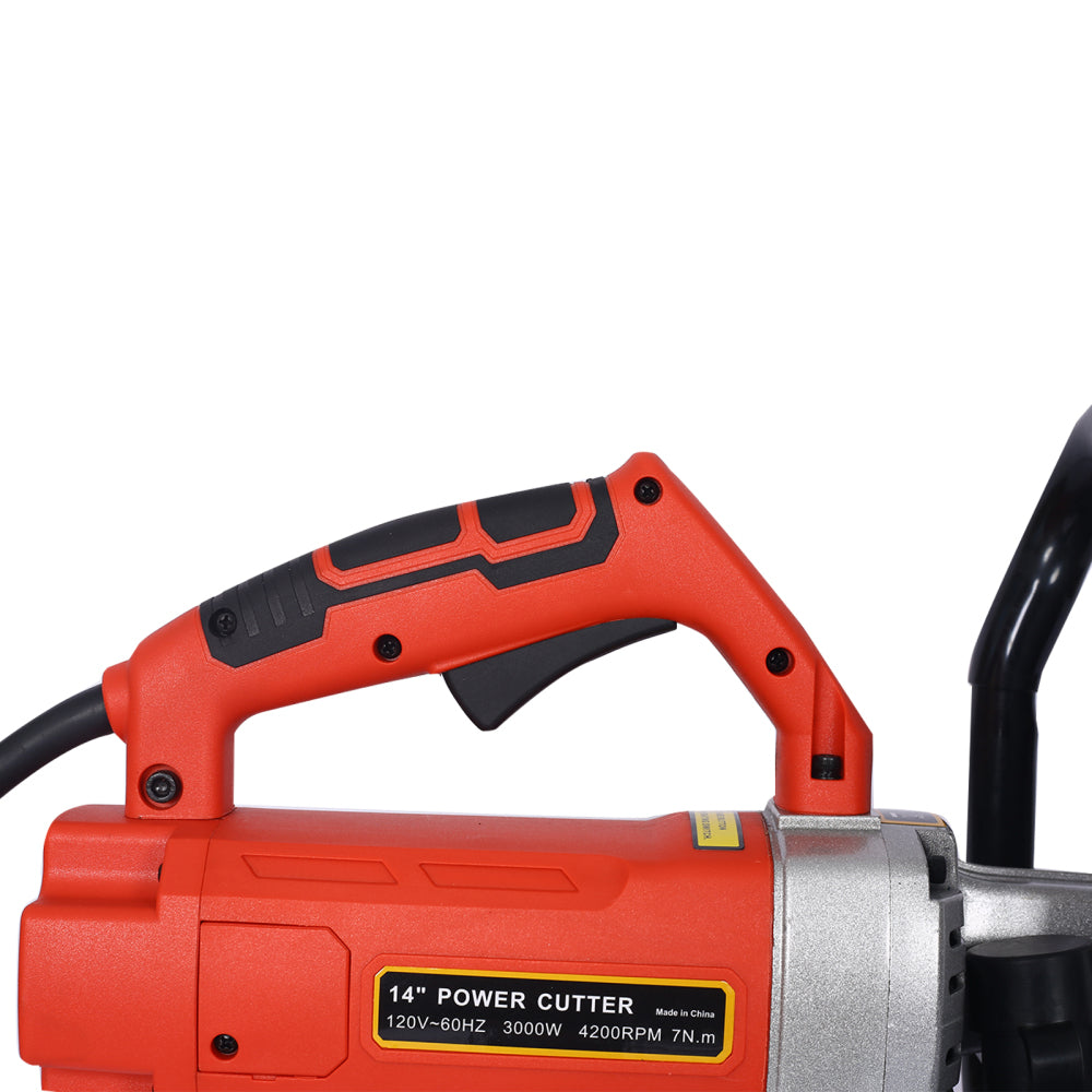 Electric 14" Cut Off Saw Wet/Dry Concrete Saw Cutter Guide Roller with Water Line Attachment 3000w with blade