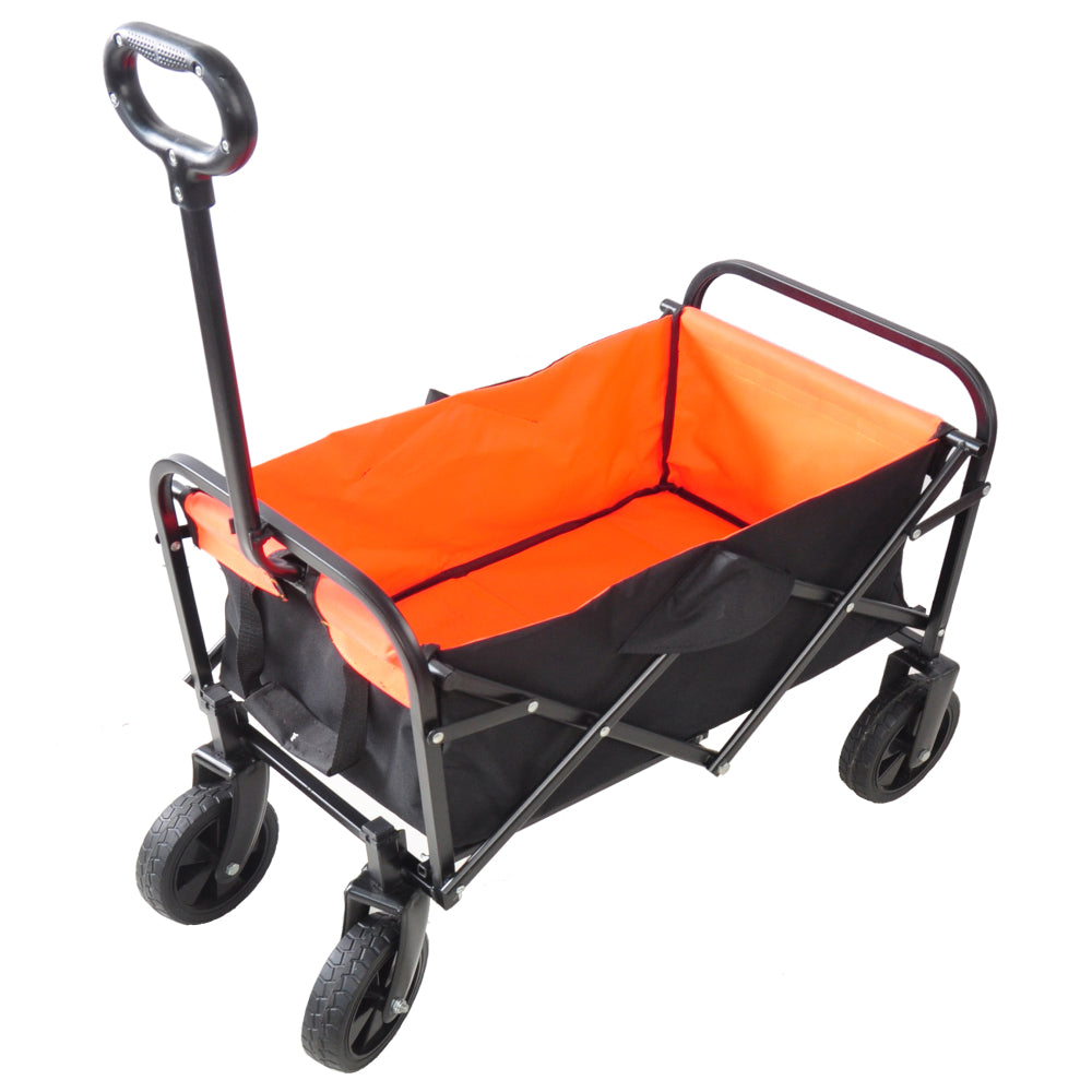 Big large capacity Folding cart Extra Long Extender Wagon Cart Folding Wagon Garden Shopping Beach Cart (black + blue)