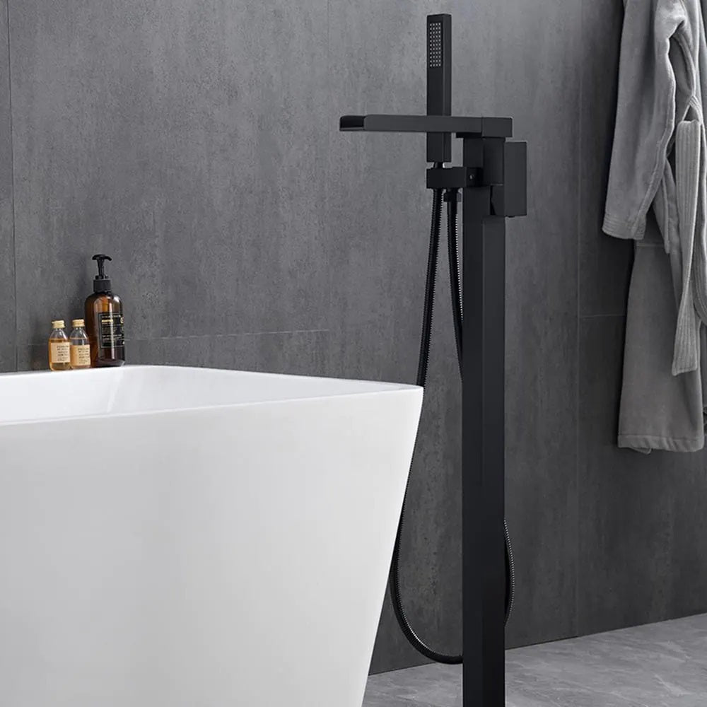 Single Handle Freestanding Bathtub Wall Mounted Faucet with Hand Shower Bathtub Faucet , Matte Black