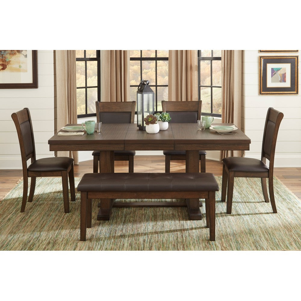 Transitional Dining Furniture 1pc Wooden Bench Button-Tufted Seat Light Rustic Brown Finish Furniture