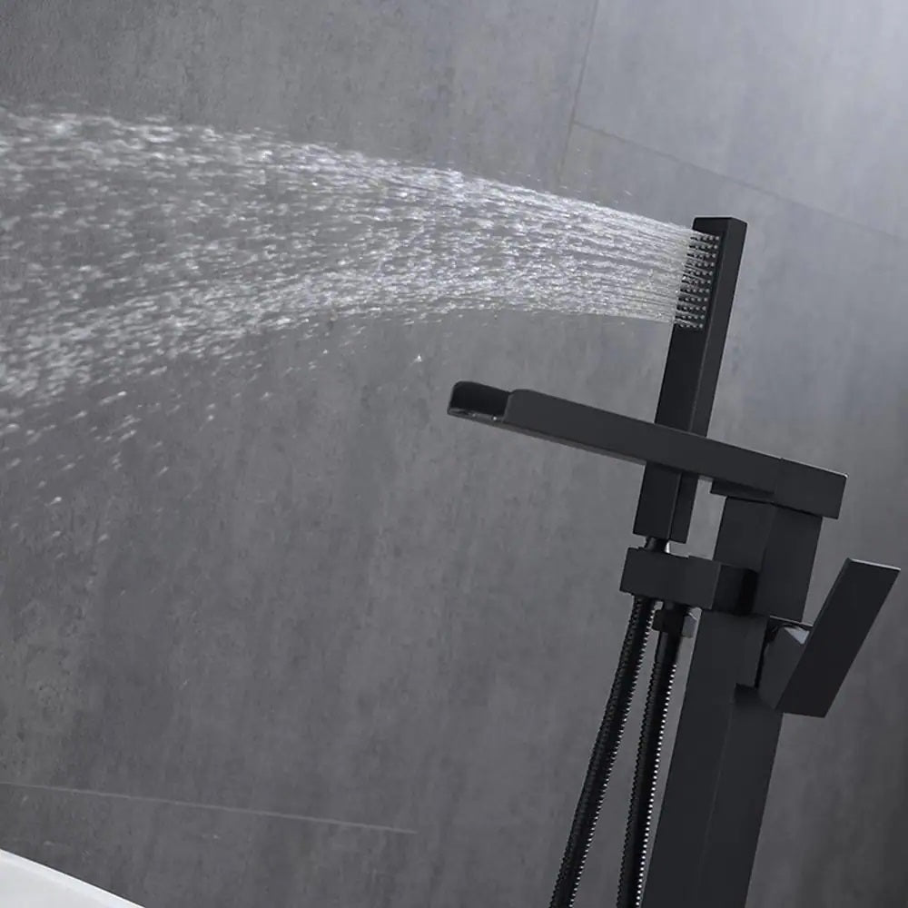 Single Handle Freestanding Bathtub Wall Mounted Faucet with Hand Shower Bathtub Faucet , Matte Black