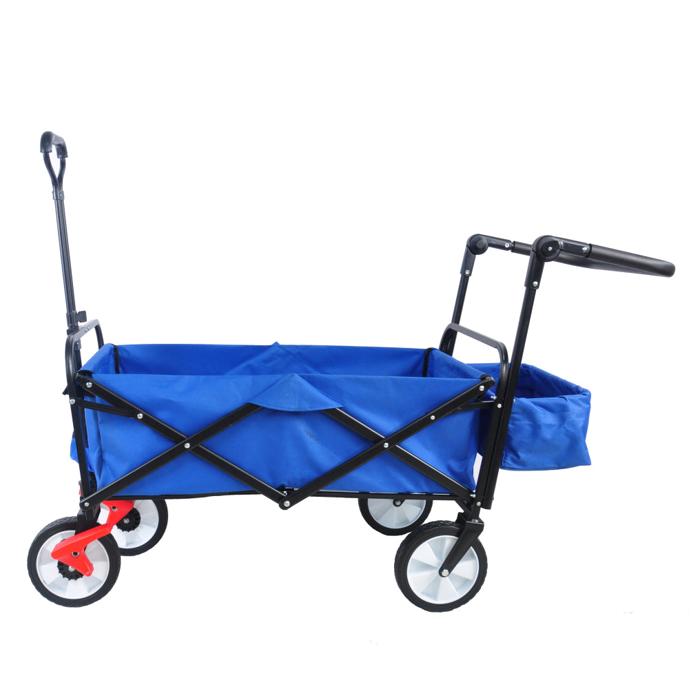 folding wagon Collapsible Outdoor Utility Wagon, Heavy Duty Folding Garden Portable Hand Cart, Drink Holder, Adjustable Handles(Black+Red colour)