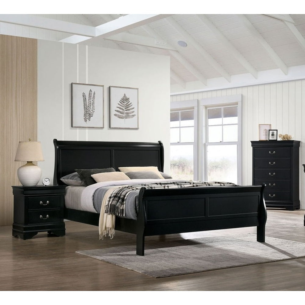 1pc Nightstand Cherry Finish Louis Philippe Solid wood English Dovetail Construction Antique Nickle Hanging Pulls