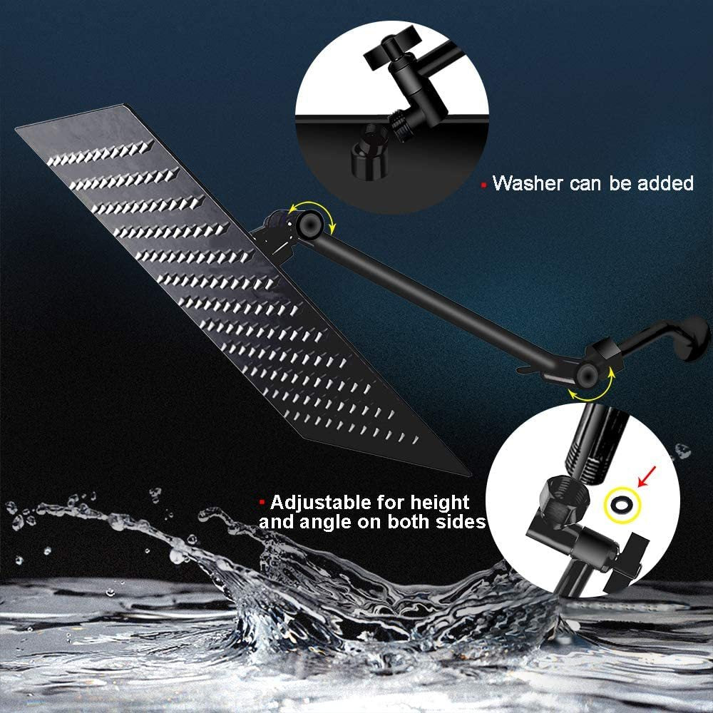 10" Square Rainfall & High Pressure Stainless Steel Bath Shower head Matte Black