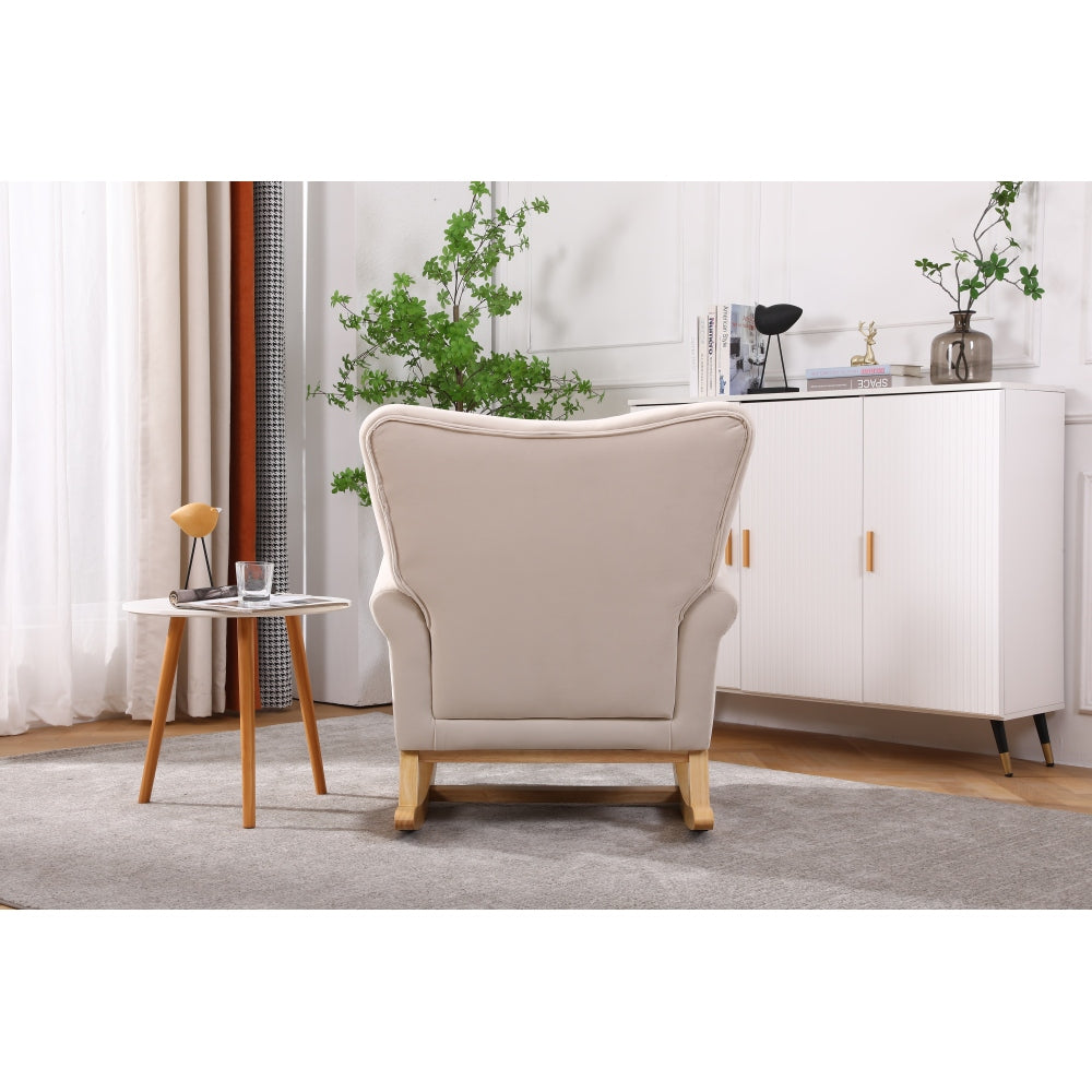 Baby Room High Back Rocking Chair Nursery Chair , Comfortable Rocker Fabric Padded Seat ,Modern High Back Armchair