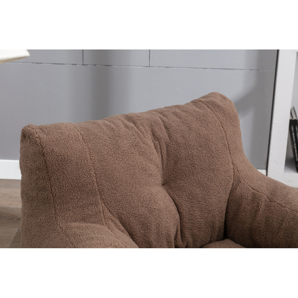 010-Soft Teddy Fabric Tufted Foam Bean Bag Chair With Teddy Fabric Coffee