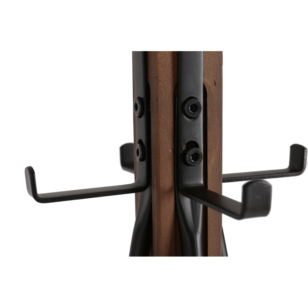 Reclaimed Wood and Metal Freestanding Coat Rack with Hooks use in bedroom, living room