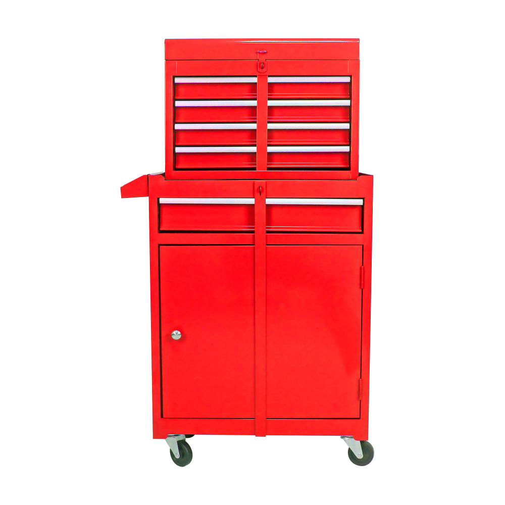 Rolling Tool Chest, 5-Drawer Tool Box Organizer w/Lockable Wheels & Sliding Drawers & Detachable Top & Adjustable Shelf, Tool Storage Cabinet for Garage Workshop(RED)