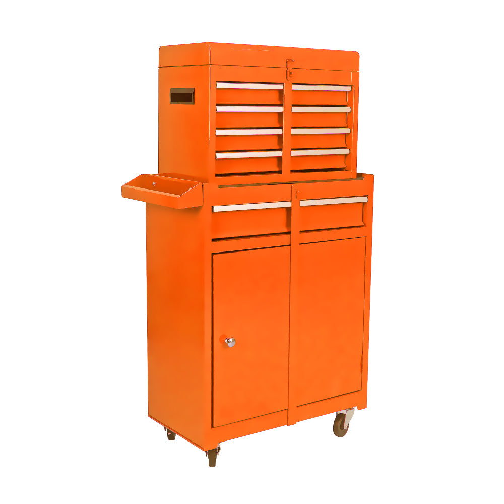 Rolling Tool Chest, 5-Drawer Tool Box Organizer w/Lockable Wheels & Sliding Drawers & Detachable Top & Adjustable Shelf, Tool Storage Cabinet for Garage Workshop(ORANGE)