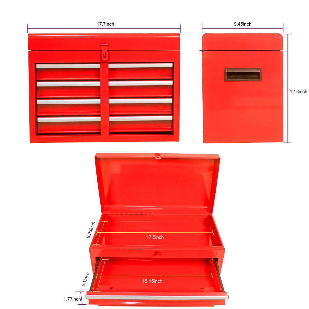 Rolling Tool Chest, 5-Drawer Tool Box Organizer w/Lockable Wheels & Sliding Drawers & Detachable Top & Adjustable Shelf, Tool Storage Cabinet for Garage Workshop(RED)