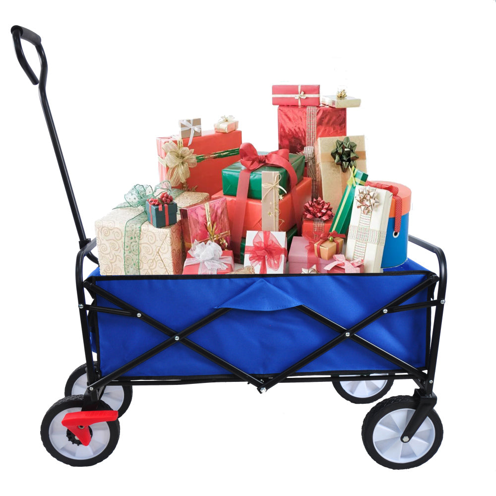 Folding Wagon Garden Shopping Beach Cart (Red)