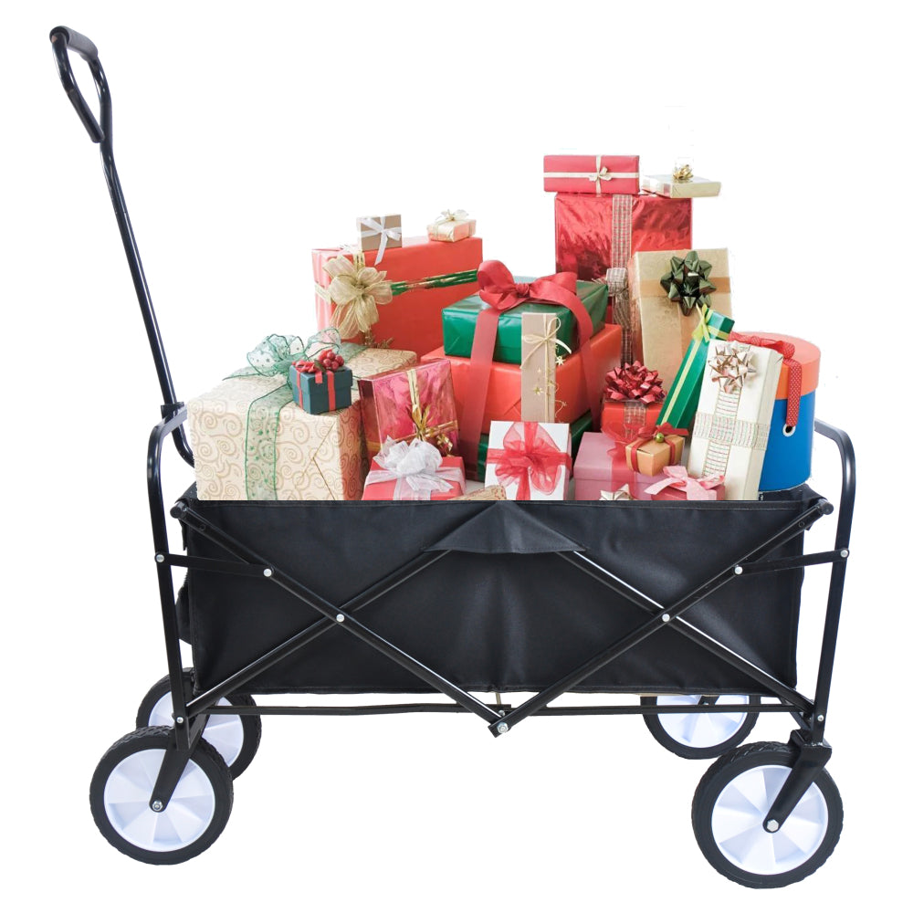Folding Wagon Garden Shopping Beach Cart (Blue)