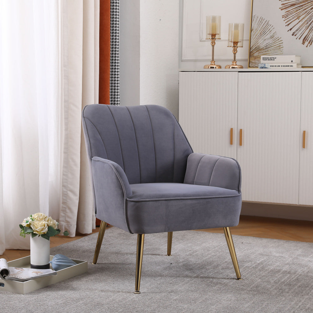 Modern Mid Century Chair velvet Sherpa Armchair for Living Room Bedroom Office Easy Assemble(ORANGE)