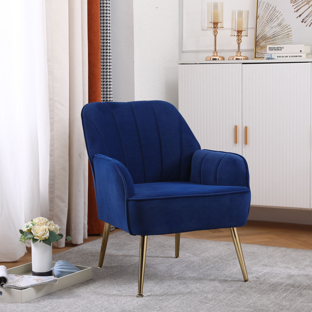 Modern Mid Century Chair velvet Sherpa Armchair for Living Room Bedroom Office Easy Assemble(ORANGE)