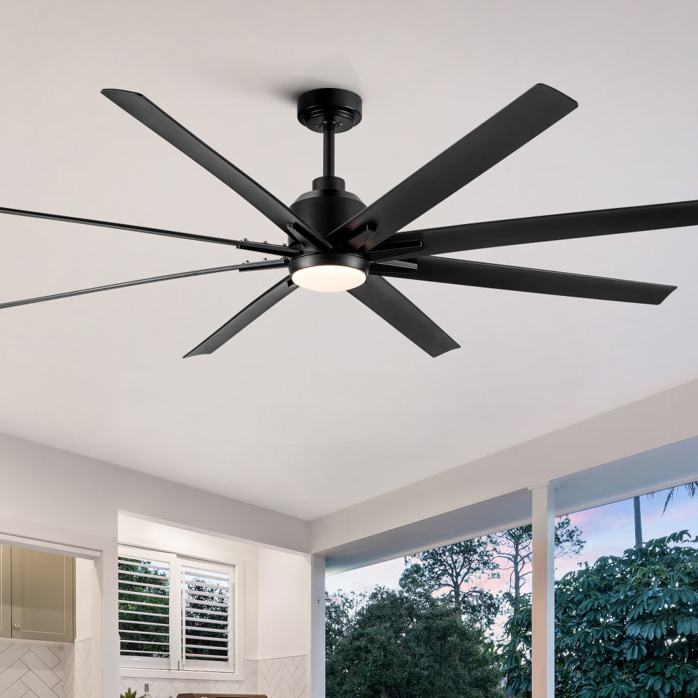 72'' Indoor Smart Black Ceiling Fan with LED light and App Remote Control