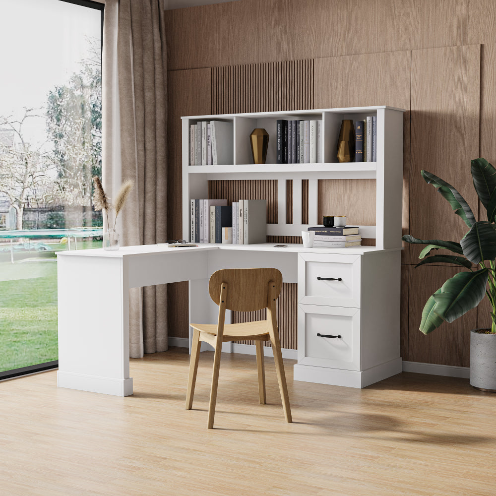Home Office Computer Desk with Hutch, Antiqued Black finish
