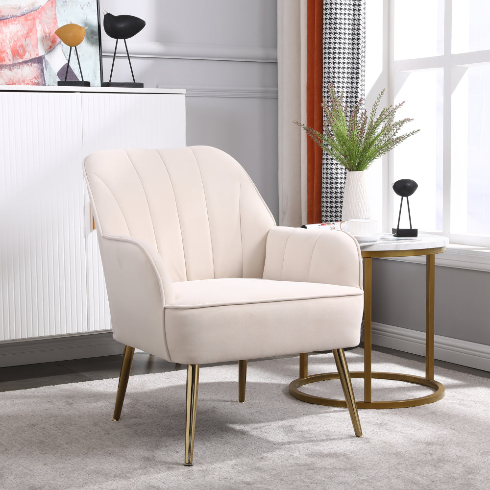 Modern Mid Century Chair velvet Sherpa Armchair for Living Room Bedroom Office Easy Assemble(ORANGE)