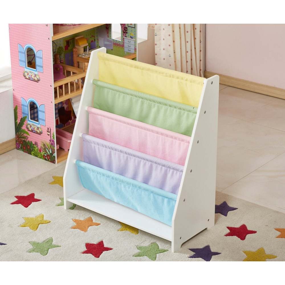 Kids Funnel Charlie White Kids Wooden Canvas Sling Magazine Bookcase