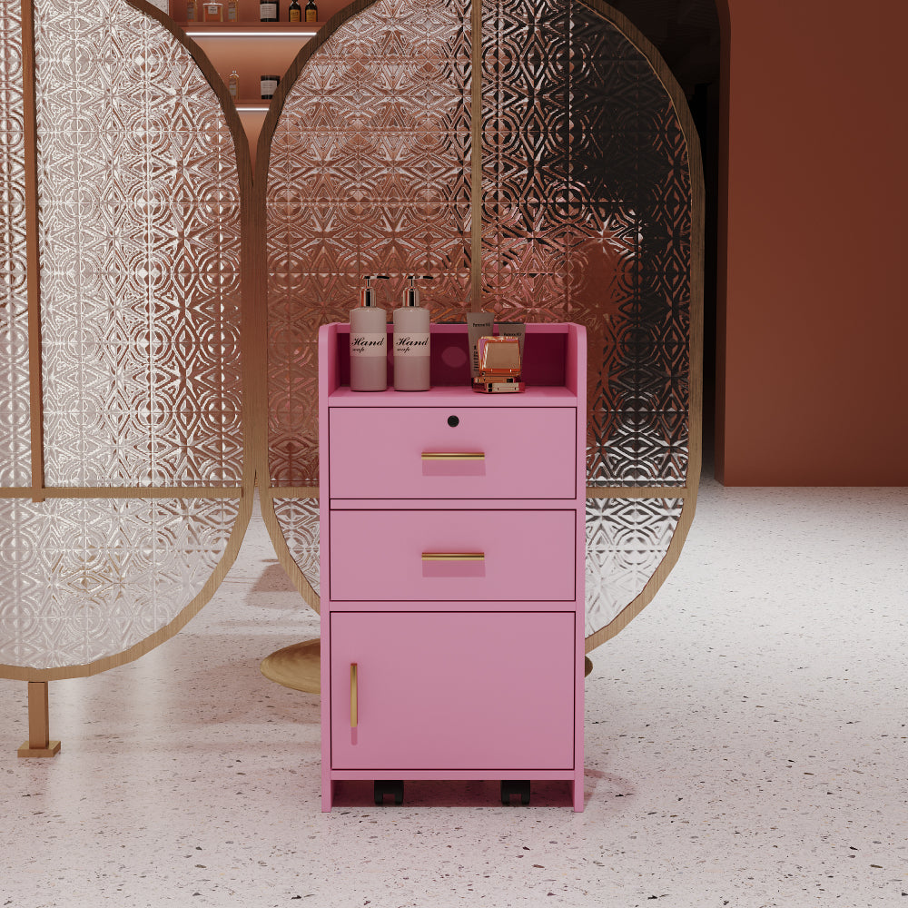Pink modern simple hair desk, multi-layer storage space