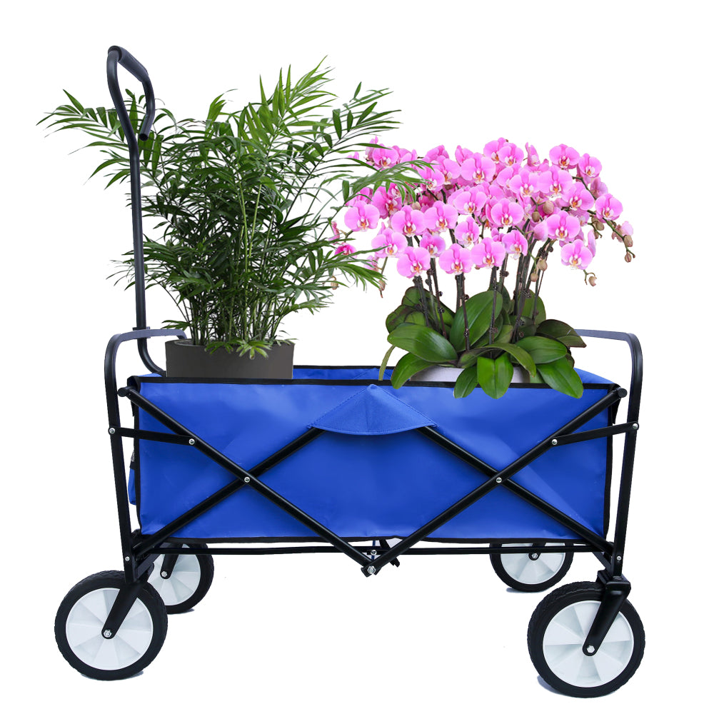 Folding Wagon Garden Shopping Beach Cart (Black)