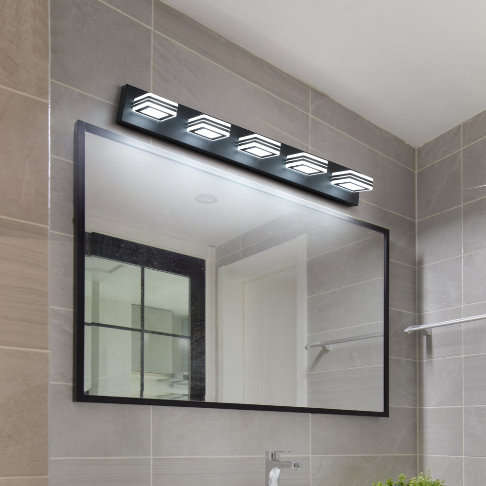 40" Modern 6-Light LED Vanity Light - Sleek Bathroom Wall Fixture, Iron & Acrylic, Dimmable & Energy-Efficient, Ideal for Mirror Lighting