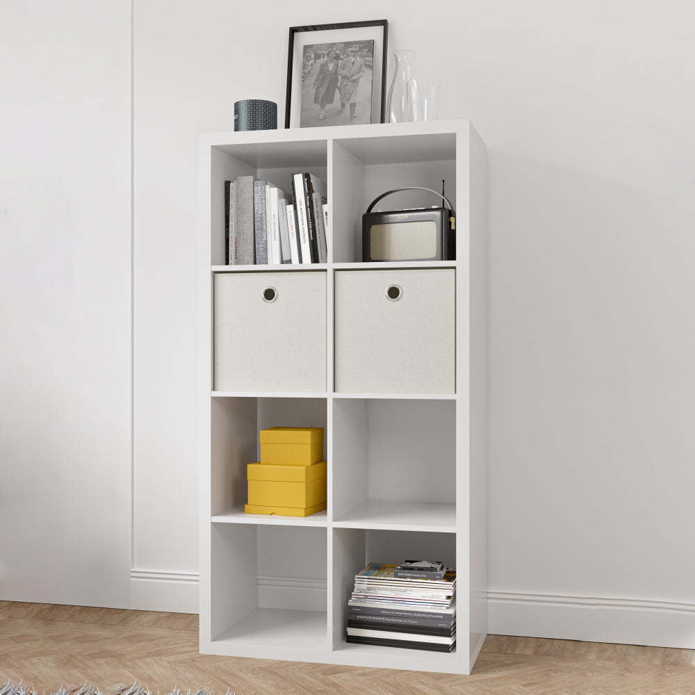 Smart Cube 8-Cube Organizer Storage with Opened Back Shelves,2 X 4 Cube Bookcase Book Shleves for Home, Office ,Walnut Color