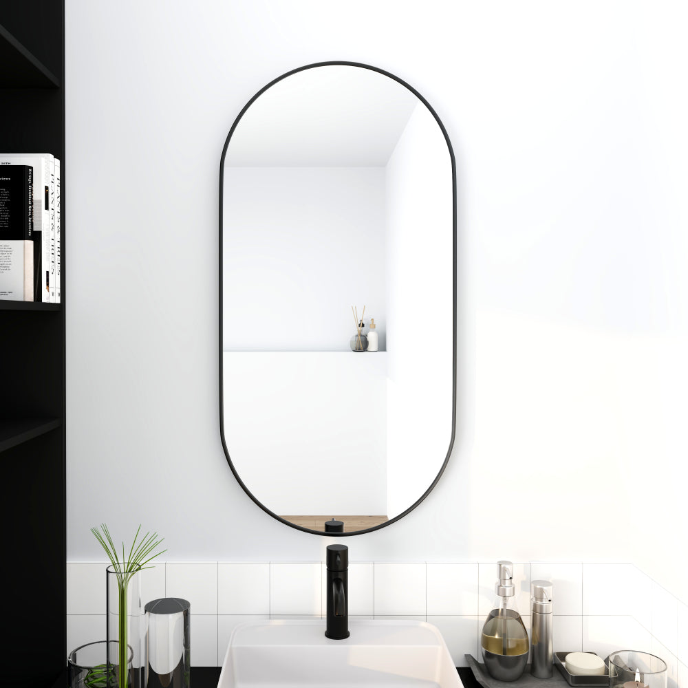 24 x 32 Inch Bathroom Mirror Black Aluminum Frame