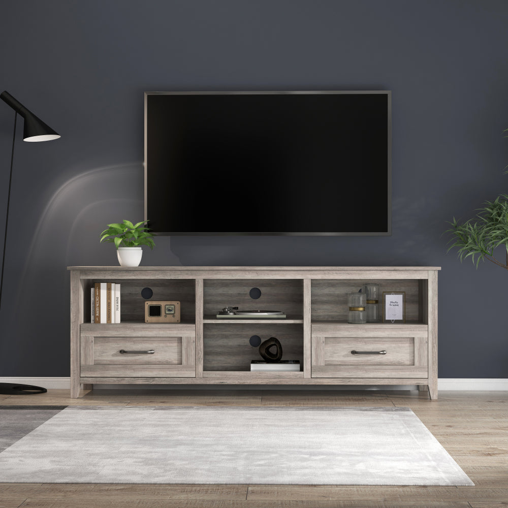 70.08 Inch Length Black TV Stand for Living Room and Bedroom, with 2 Drawers and 4 High-Capacity Storage Compartment,Suitable for fireplace