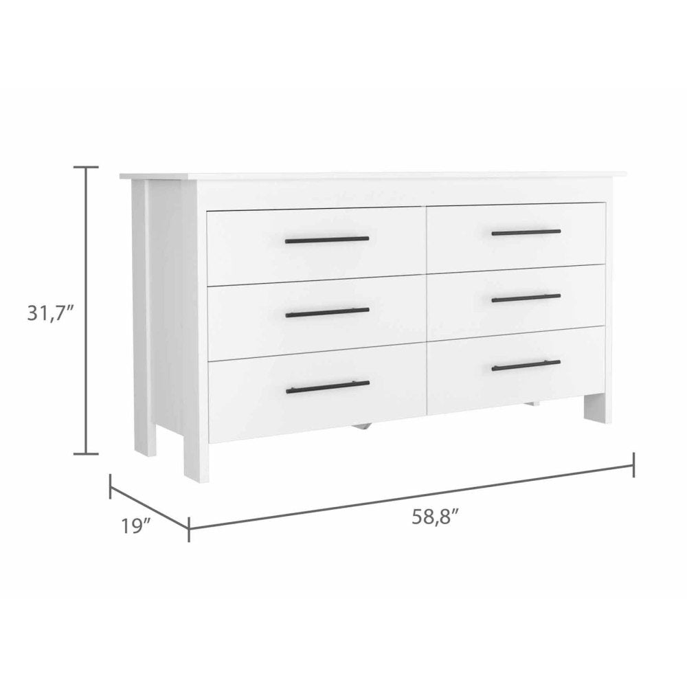 Southington 6-Drawer Rectangle Dresser White
