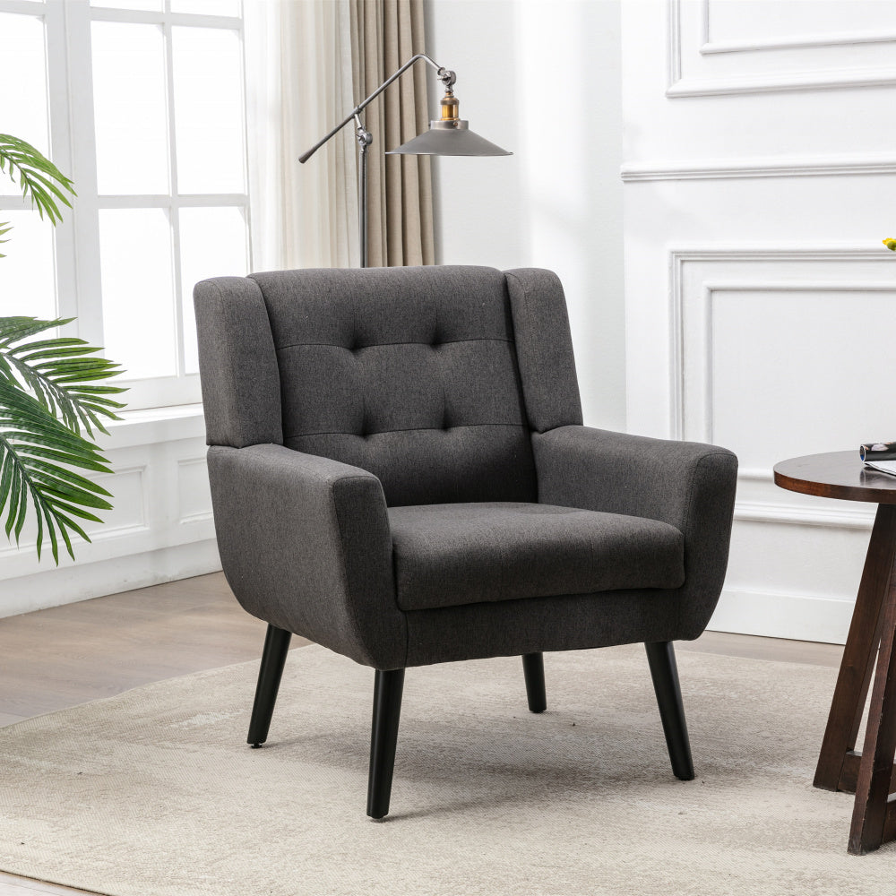 Modern Soft Teddy Material Ergonomics Accent Chair Living Room Chair Bedroom Chair Home Chair With Black Legs For Indoor Home-Grey Teddy Fabric