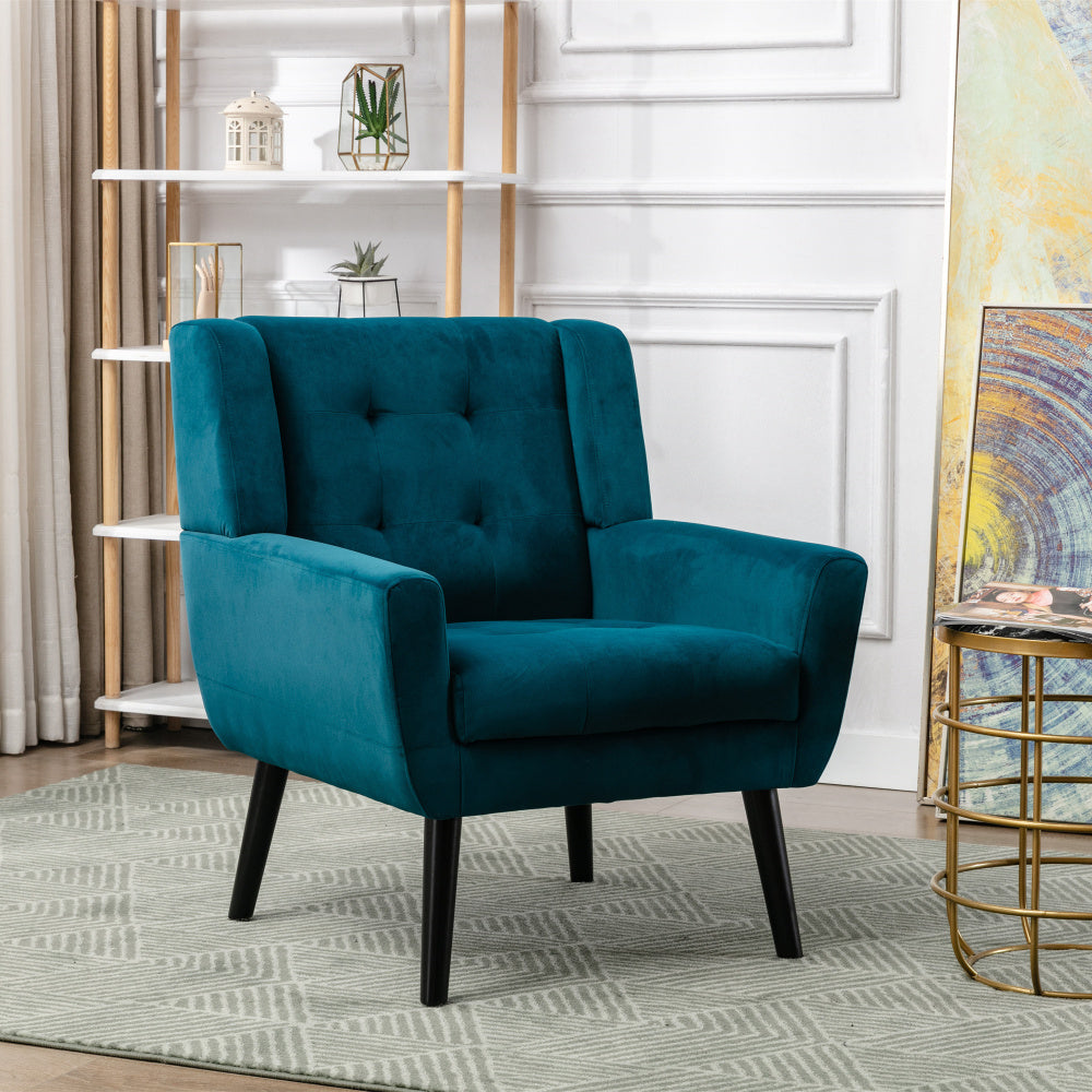 Modern Soft Teddy Material Ergonomics Accent Chair Living Room Chair Bedroom Chair Home Chair With Black Legs For Indoor Home-Grey Teddy Fabric
