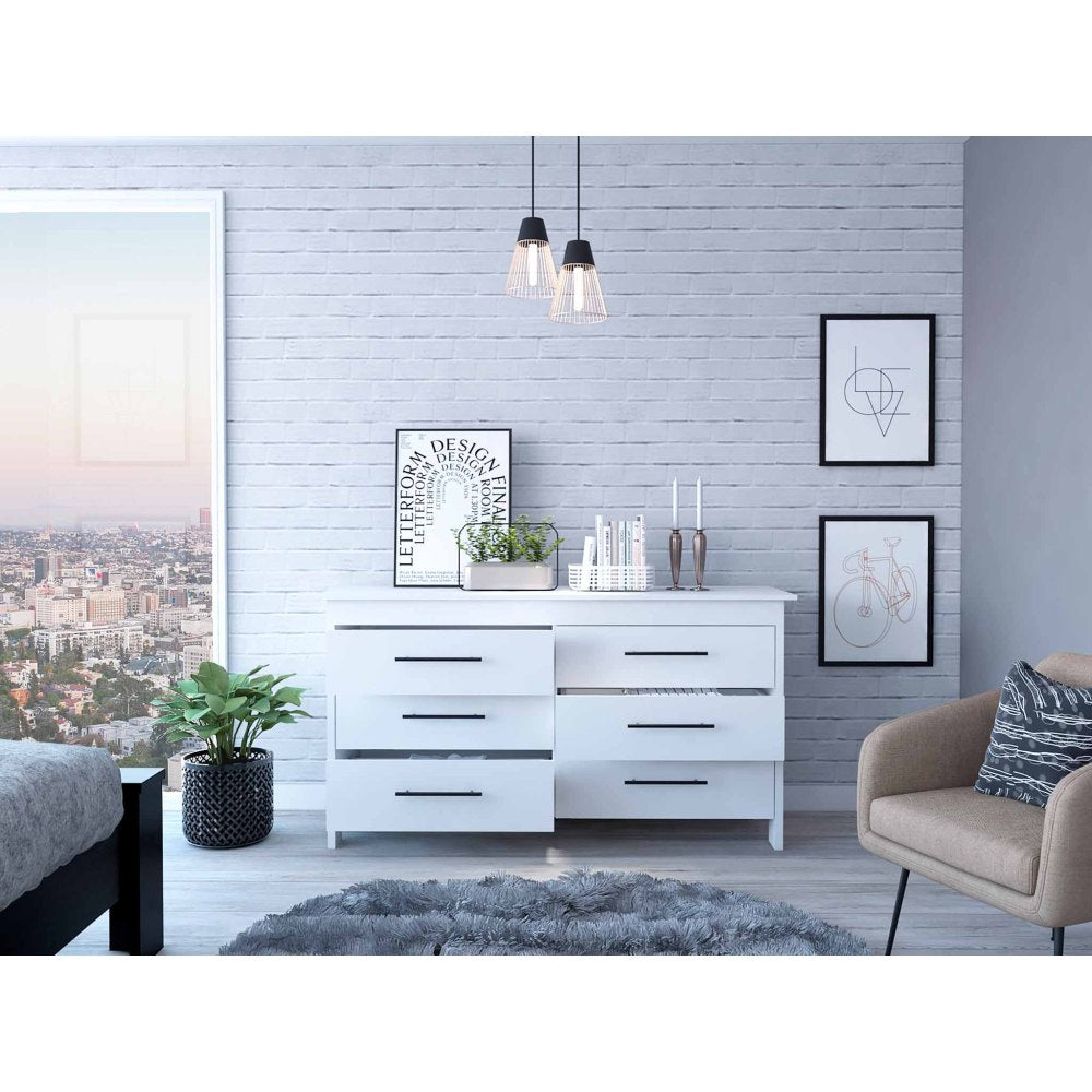 Southington 6-Drawer Rectangle Dresser White