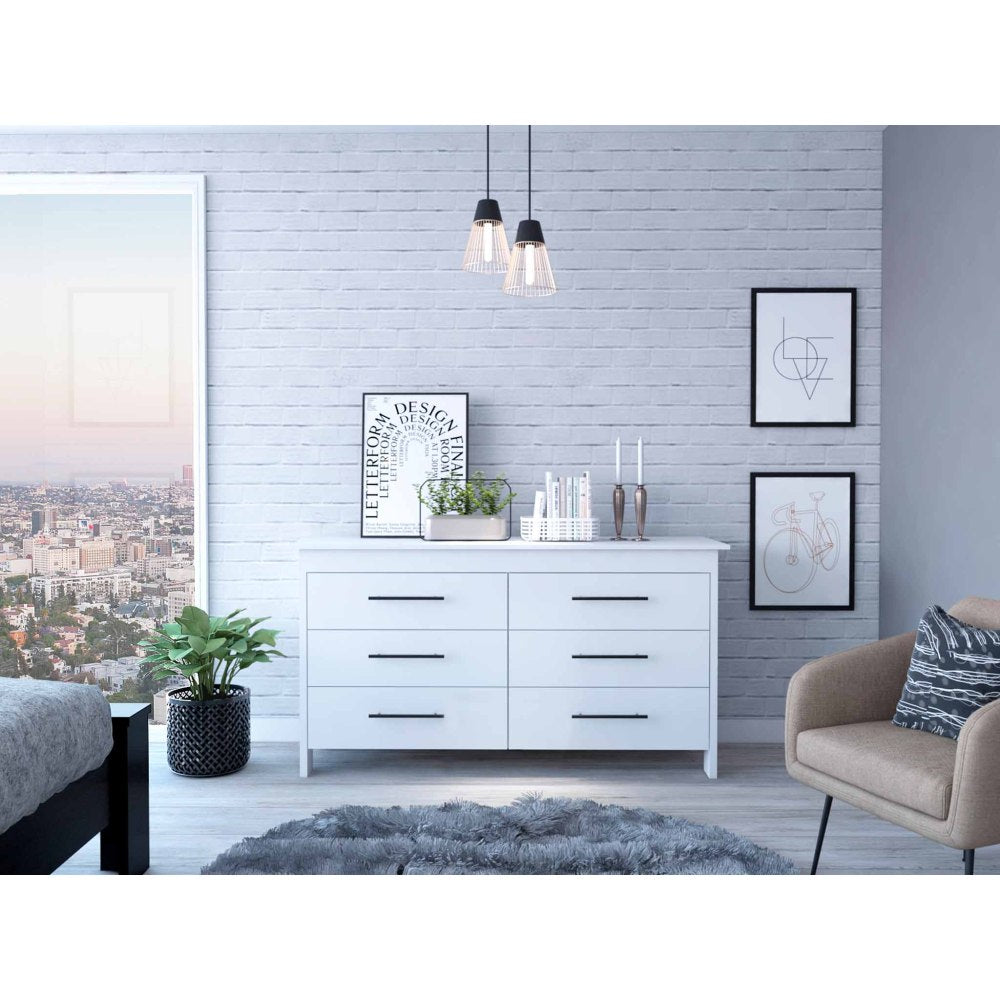 Southington 6-Drawer Rectangle Dresser White