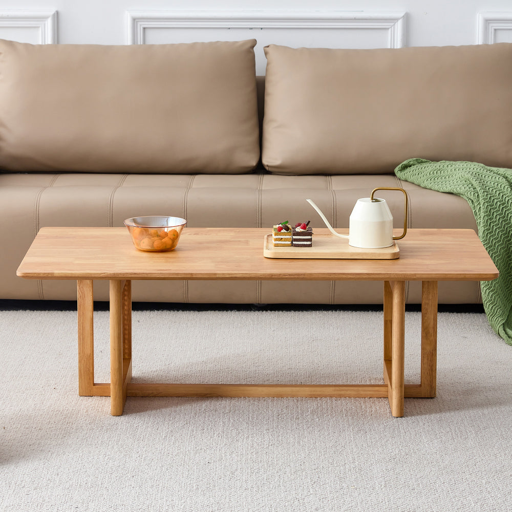 Chinese style log wind Imitation rattan tea table rectangular solid wood coffee table small family living room tea table