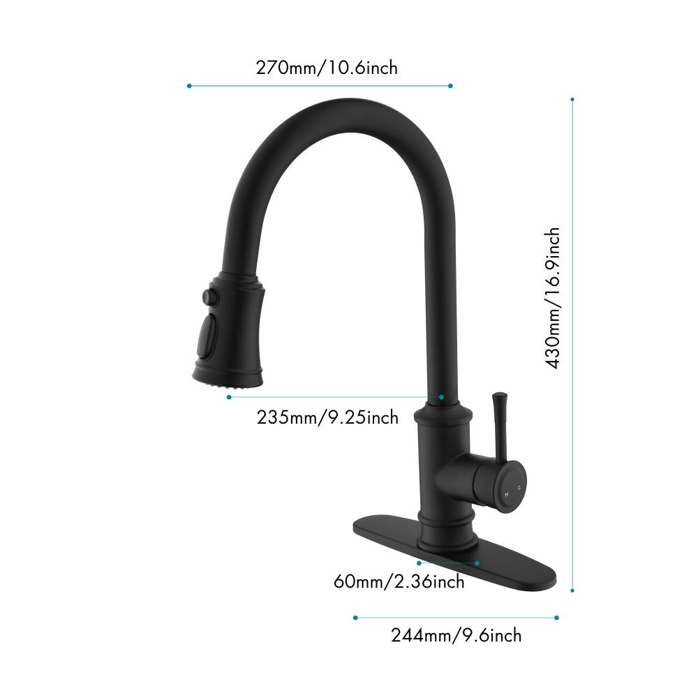 Single Handle High Arc Brushed Nickel Pull Out Kitchen Faucet,
Single Level Stainless Steel Kitchen Sink Faucets with
Pull Down Sprayer