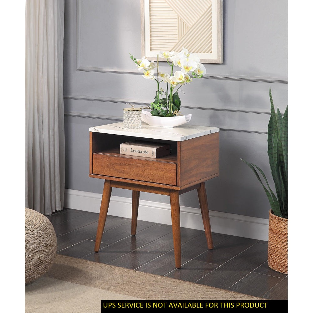 Brown Finish Stylish Writing Desk Storage Drawers Nickel Knob Hardware Walnut Veneer Wood Furniture