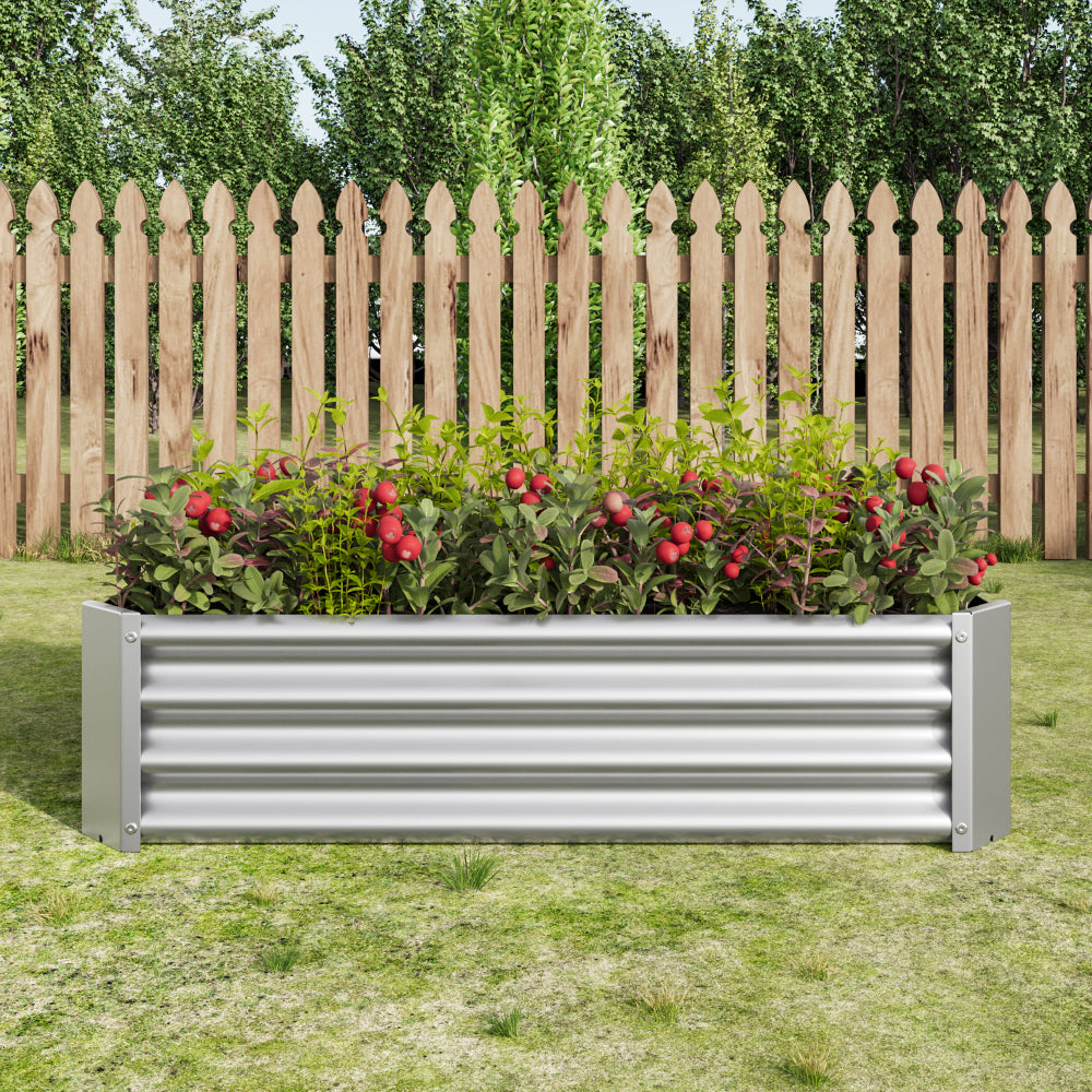 Metal Raised Garden Bed, Rectangle Raised Planter 4×2×1ft for Flowers Plants, Vegetables Herb Silver