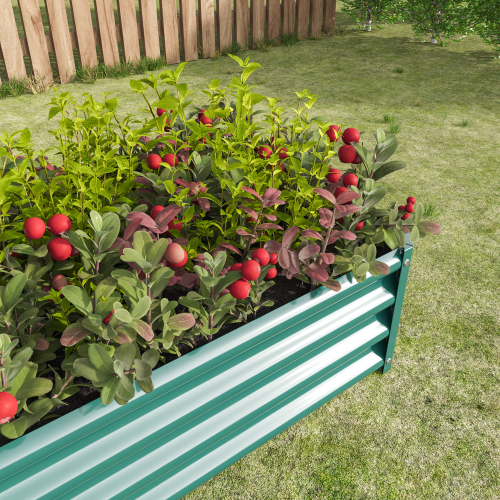 Metal Raised Garden Bed, Rectangle Raised Planter 4×2×1ft for Flowers Plants, Vegetables Herb Veezyo Green
